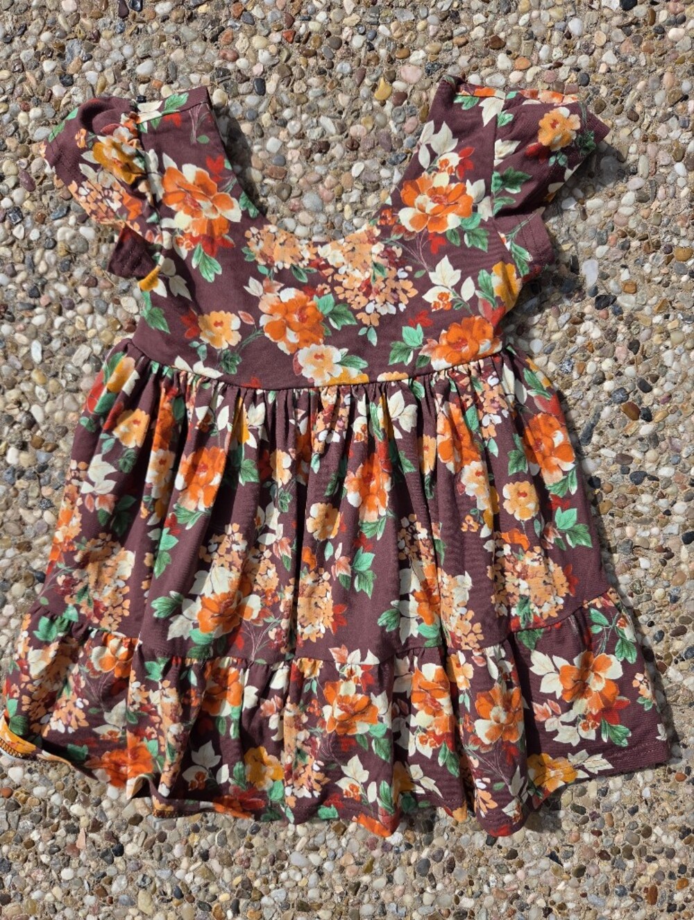 Girl August Dress Size 5 Maroon Floral Print